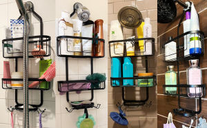 Shower Caddy Hanging Shower Organizer Bathroom Shelf Organizer Bathroom Rack Organizer Soap Holder Corner Shelf Shower Storage Rack Wall Shelve Bathroom Storage Basket with Hooks for Bathroom Outdoor Swimming Pool