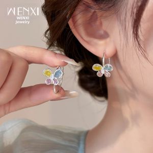 WENXI | Colorful Butterfly Luxurious Earrings Round Studs