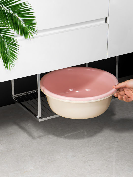 Bathroom Stainless Steel Sink Storage Rack Toilet Cabinet Bottom Basin ...