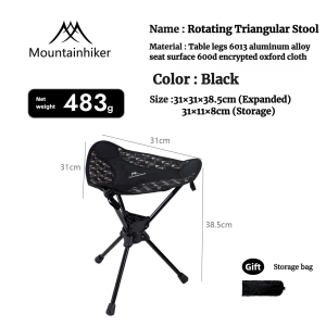 Mountainhiker | MOUNTAINHIKER 360°Rotate Stool Outdoor Portable Folding Rotating Stool Aluminum Alloy Minin Chair Camping Fishing Chair Picnic