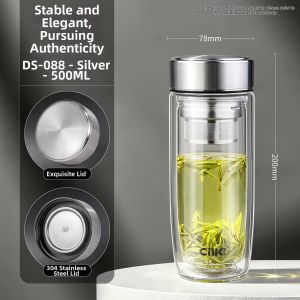 CILLE | Heat-resistant Borosilicate Tea Cup with Cover and Tea-water Separation