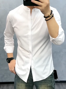 New Chinese Style Casual Mens Shirt Comfortable Versatile Spring Summer Fashionable Trendy Long Sleeve No Iron Treatment