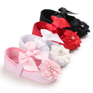 Newborn Baby Shoes Fashion Flower Big Bow Princess Shoes Embroidered Pattern Comfortable Girl Baby Shoes Non slip Cotton Sole Shoes Toddler Shoes