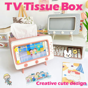 Tissue Box Holder Paper Box Storage Multi-Functional Mobile Phone Holder for Office Car Household Home Living Room Bedroom Kitchen Organizer