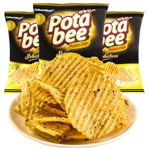 Indonesia Import Crobi Calbee Potabi Roasted Seaweed Flavor Salted Egg Flavor Potato Chips 3 Bags Inflated Food Snacks