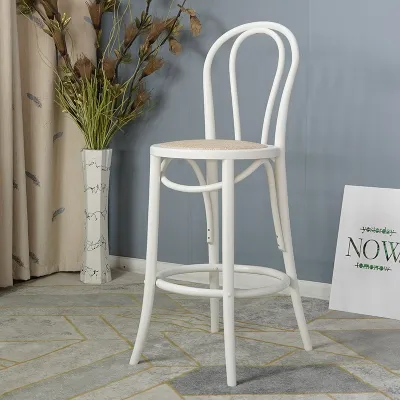 Retro American Wooden Bar Stool High Table Chair Nordic Mid-Century Backrest Chair for Home Kitchen Island Pub Coffee Shop