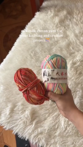 Milk Cotton Yarn Mix Crotcher Benag Katun Sembur 5ply Rainbow Yarn Crochet Halus Lembut Nyaman MG022