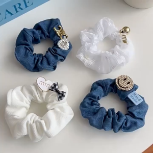 Hair Tie 🎀 牛仔大肠圈发圈 Getah Rambut Denim Gaya Retro Skrunci Korea Ringkas Elegan Bun Head Scrunchies Hair Rope Hair Accessories