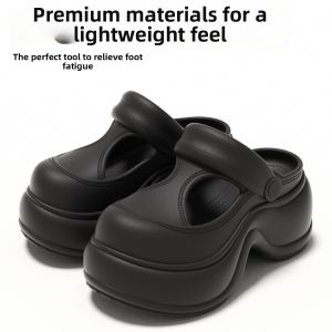 Mary Jane Hole Breathable Sandals Womens Closed Toe Thick Sole Beach Shoes