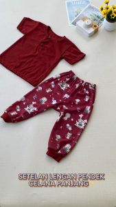 Butik Baby - Setelan Baju Bayi Setelan Wangki Lengan Pendek Celana Panjang Usia 3-12 Bulan