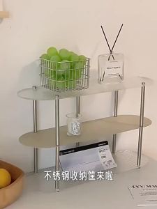 Desktop Square Storage Basket Stainless Steel Draining Fruit Vegetable Storage Bucket for Kitchen Metal Desktop Organizer Shelf