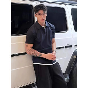 Áo Thun Polo Tay Ngắn Phong Cách Mỹ Cho Nam Áo Thun Tay Ngắn Cổ Polo Kiểu Mỹ Giả Hai Mảnh Thời Trang Nhẹ Nhàng Thanh Lịch Phong Cách Anh