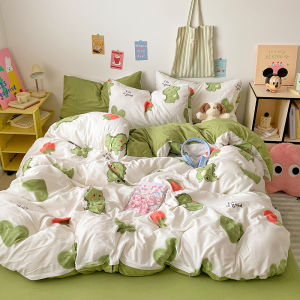 Bộ ga giường giường ngủ dansunreve hoạt hình 3/4in1 với vỏ chăn lotso Crayon Shin-chan bộ đồ giường ngủ mèo dễ thương Gấu Trúc khủng long mềm/Tấm bọc vừa vặn vỏ chăn vỏ gối mềm Bộ Ga trải giường Bộ ga giường đơn Q