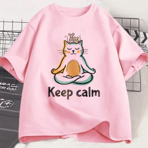 Sanrio | Fun Cat Graphic T-shirts Humor Short Sleeve Tee Shirt for Men Women Vintage Fishing New Crew Neck T-shirts Funny Kitten Tshirt