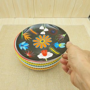 2 ขนาด จานเซรามิค สีพาสเทล 7.9 นิ้ว - 8.1 นิ้ว มีลูกดอกไม้ 5 ลาย ชมพู เขียว เหลือง ช้างดำ