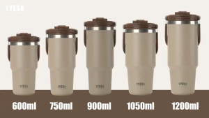 TYESO Tumbler 600-1200ml Large Capacity | 24H Cold Insulated Cup with Handle & Straw | Leakproof Water Bottle for Car Office Home | 01-01022/01023/01024/01025/01026