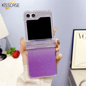 KISSCASE For Samsung Z Flip5 Case Gradient Glitter Transparent PC Case Folding Screen Mobile Phone Case For Galazxy Z Flip4 Protective Cover Zflip3 Back Cover