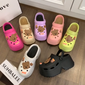 SHO-E8899 รองเท้าหัวโต เสริมส้น 7 CM แถมตัวติดแบบใหม่ รองเท้ารัดส้น คุณภาพ EVA ใส่สบาย สินค้าพร้อมส่ง