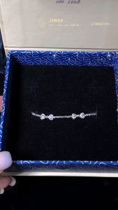 Lắc Tay Bạc Nữ S925 JENSY Dây Hạt Vỡ Charm Nơ "Calista " LTARS7171. Vòng Tay Bạc Nữ