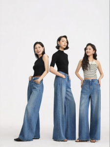 HIPPIE MISS | Customized Height Hippie Girl Style Blue Wide Leg Jeans Pants