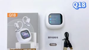 2024 New Q18 Pro LCD Touch Screen Open Headphones Wireless Bluetooth 5.4 HiFi HD Stereo Headphones Mic Call Ear Hooks Headphones Music Sports Headphones