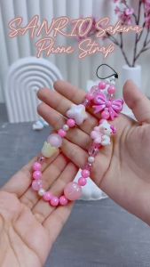 SANRIO SAKURA PREMIUM Lanyard Tali Gantungan Gelang Strap HP Phone Charm Handphone Device Kamera Handmade Macaron Candy Lanyard Full Warna Korean Style Estetik Bracelet Beads Hello Kitty Cinnamoroll Pompompurin Purin My Melody Kuromi Pochacco