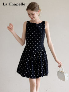 La Chapelle | Bowtie Backless Waist Slimming Polka Dot A-line Short Dress