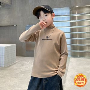 Áo Thun Cổ Cao Hai Mặt Dành Cho Trẻ Em Mùa Xuân Thu Mới Về Áo Thun Dài Tay Thường Ngày Cho Bé Trai Quần Áo Trẻ Em Thường Ngày