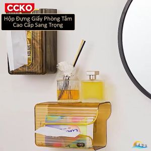 Hộp Giấy Ăn Dán Tường Thông Minh CCKO Kệ Để Đồ 2 trong 1 Có Khay Chống Trượt Để Điện Thoại Xoay Ngang Dọc Tiện Lợi Cho Nhà Tắm Phòng Khách