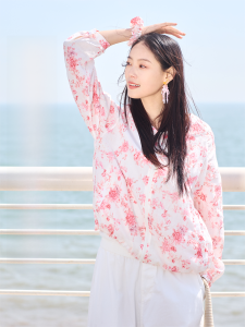 WUSEWUWEI | New Arrival Womens Long Sleeve Printed Shirt Chicken Heart Collar Jacket Colorless Odorless Artistic Style Linen Commute Fashion