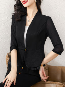 Elegant Black Short Suit Jacket Womens Early Autumn New Style Fashionable Sleeveless Outerwear Sun Protection Top