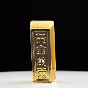 风水轩 琉璃金条 1根风水摆件黄水晶金条 黄金万两 聚宝盆摆件 吉祥物招财风水家居装饰品 开业乔迁 五帝钱 琉璃礼品 Feng shui Supplies Home Decorative