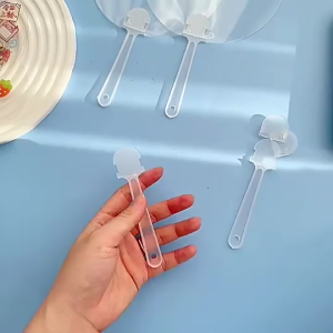 100PCS DIY Hand Fan Handle Kindergarten Graffiti Advertising Transparent Mini Graffiti Handle