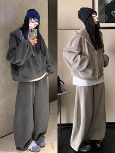 Womens Pure Cotton Hoodie Set Spring Autumn Loose Slimming Korean Style Student Fashion Casual Two Piece Set Running