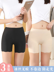 Womens Summer Ice Silk Thin Tight Safety Pants Seamless Underwear Short Pants No Roll Edge Comfortable Base Layer Trousers