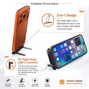 Bộ Chuyển Đổi USB C OTG 90 Độ Loại Đứng Đầu Type-C Đực Sang Cái Dành Cho iPhone 17 Xiaomi Android Bộ Chuyển Đổi Điện Thoại Di Động PD
