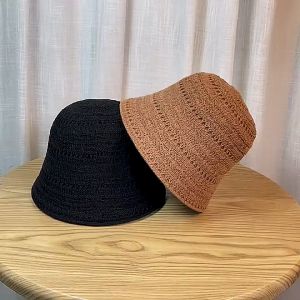 Mũ Chống Nắng Nữ Phong Cách Mùa Hè Rỗng Dệt Kim Thoáng Khí Xô Mũ Chống Nắng Lưu Vực Mũ Mặt Nhỏ