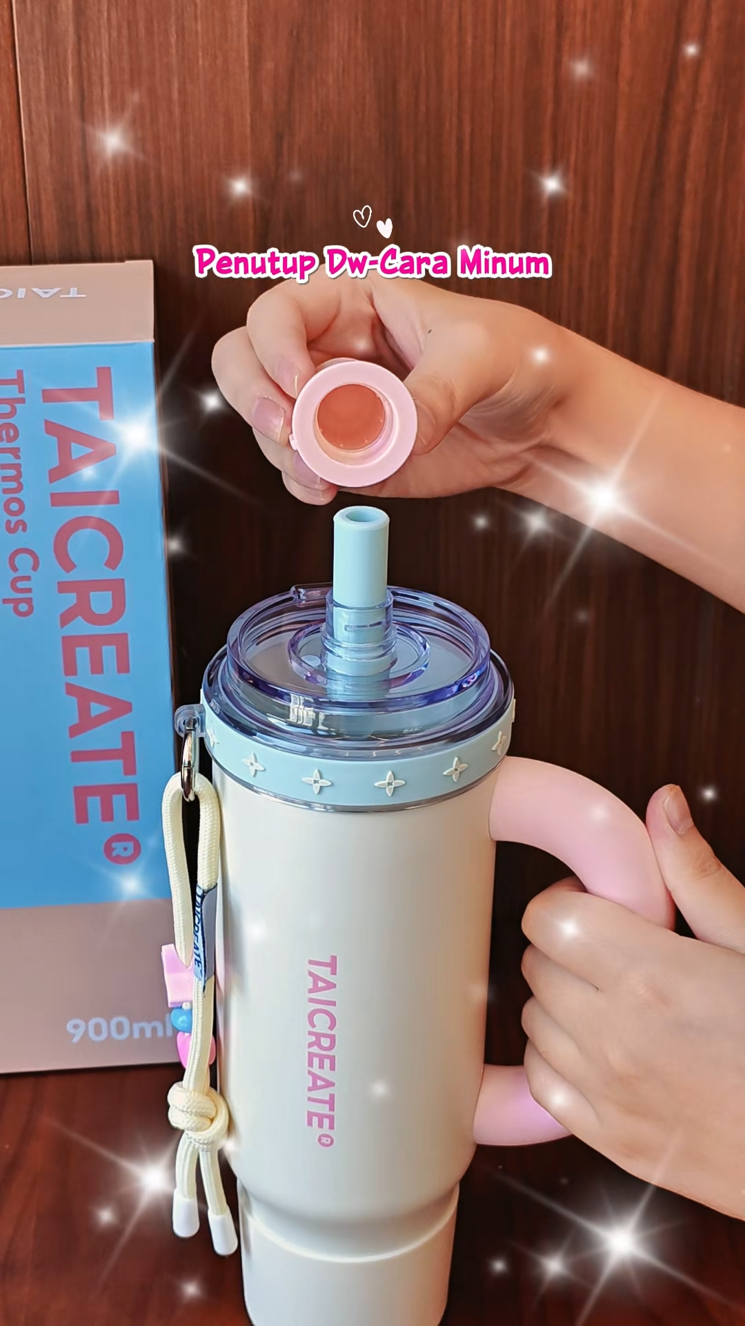 TaiCreate® Tumbler 900ML 316L Stainless Steel Ceramic Liner Thermos Large Handle with Straw Car Cup Portable Anti-Leak Vacuum Flask