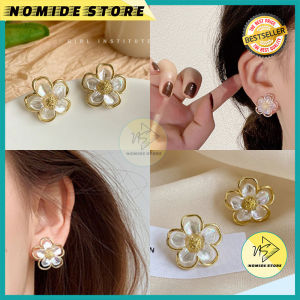 ANTING KOREA PEREMPUAN DEWASA DESAIN BUNGA PUTIH MEWAH AKSESORIS BAHAN ALLOY BERKUALITAS ANT88