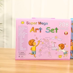 【SG Stock】208 Pcs Kids Super Mega Art Set with Drawing Easel Portable Washable Colouring Painting Gift Kit