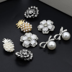 Summer Dress Small Suit Coat Sweater Cardigan Diamond Rhinestone Pearl Button Fastener Decoration Button