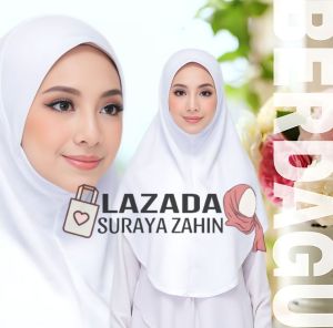 [Berdagu] Size L Tudung Sarung Moscrepe Awning Scuba Black White Edition / Tudung Sarung Murah