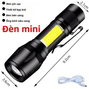 Đèn Pin Chiến Thuật LED Công Suất Cao 1000LM Có Đèn Hiển Thị Sạc USB C Có Thể Thu Phóng Dùng Cho Cắm Trại Câu Cá Tự Vệ