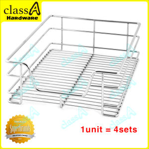 ClassAHW Chrome Stainless Steel Kitchen Pull Out Basket Multi Purpose Kitchen Cabinet Storage Dish Rack
