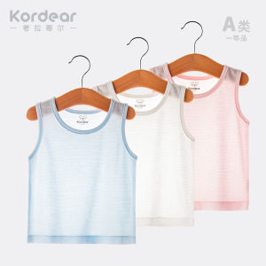 Baby Bamboo Fiber Vest Thin Sleeveless Top for Boys And Girls Summer Clothes 3-12 Months Old Children round Neck Pure Color