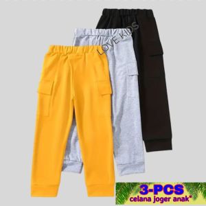 3pcs Celana Jogger Cargo Anak Anak/Celana Elastic Waist Jogger Pants/Celana Comfy Anak" Pria Dan Wanita/Terbaru 2024