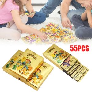 55Pcs/box Original English Pokémon Go Pikachu Charizard Card Pokemon Gold Cards For Boys Kids Gift