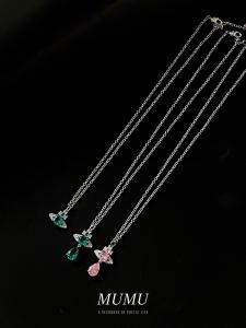 Mumus Limited Edition Green Gem Planet Lockbone Chain Necklace Womens Gift Mermaid Tear Drip Saturn High End Fashion Jewelry