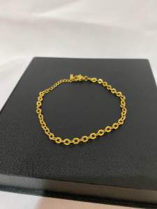 Dije gelang titanium wanita lapis emas anti karat anti luntur motif diamond gold
