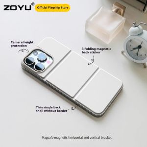 ZOYU iPhone case suitable16pro max mobileiPhone 15 phone magnetic back 15 promax ultra-thin single back 3-fold rotating bracket